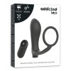 ADDICTED TOYS – černý, dobíjecí erekční kroužek s dálkovým ovládáním