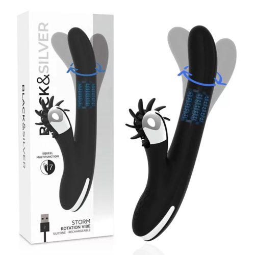Black&silver- bunny rotační vibrátor – kvalitní intimní kosmetika