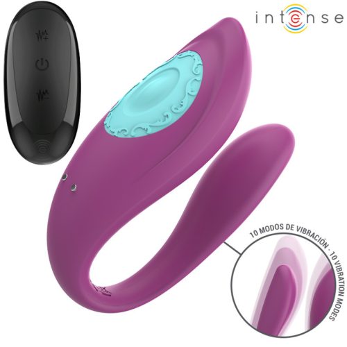 INTENSE - VIBRÁTOR A STIMULÁTOR ANNIE VE TVARU U ANNIE S FIALOVÝM DÁLKOVÝM OVLÁDÁNÍM